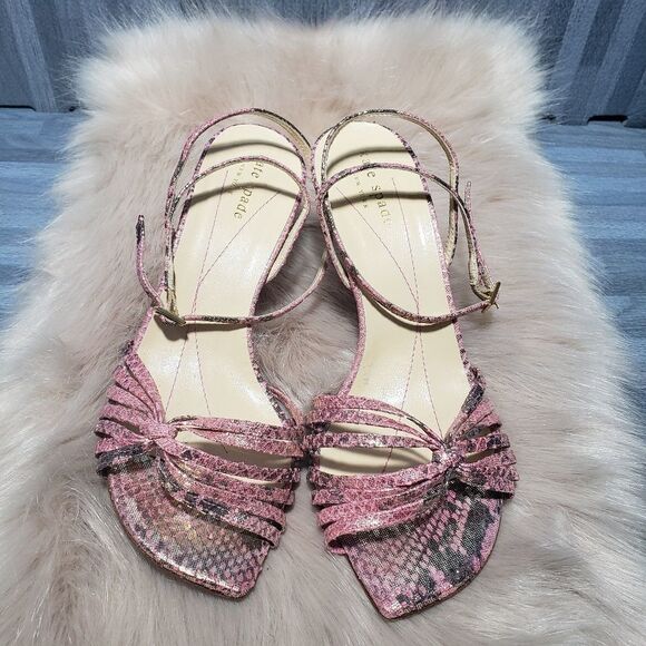 Kate Spade Snakeskin Print Fabric Heels shoes - Picture 2 of 5